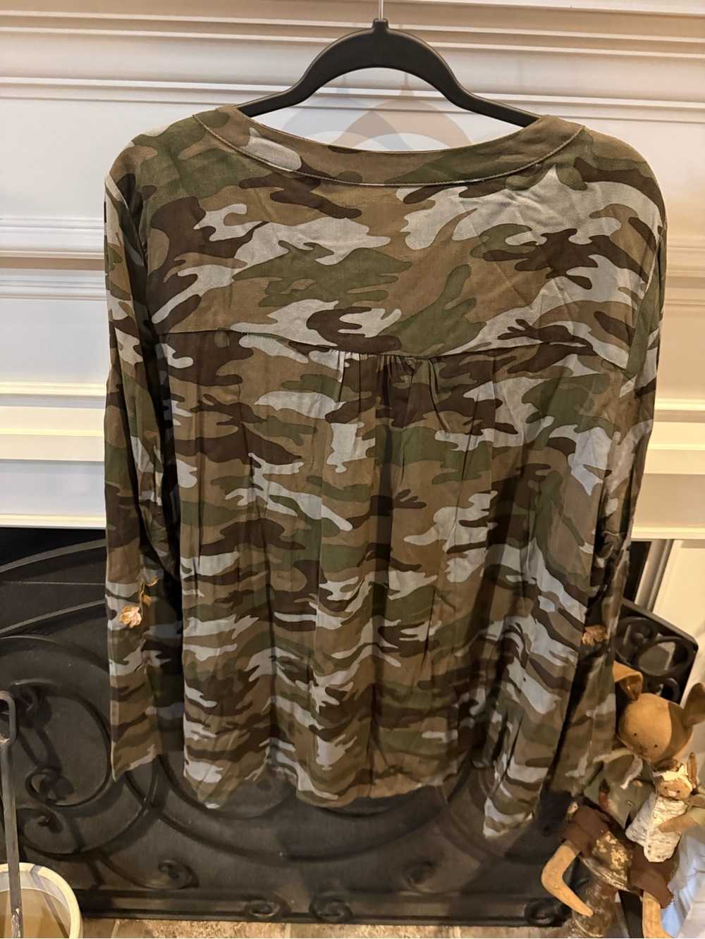 Savanna Jane Olive Green Camo Long-Sleeve Top with Pink & Gold Floral Embroidery - Picture 2 of 5